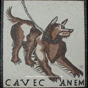 CAVE CANEM DOG MARBLE MOSAIC