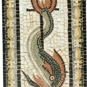 DOLPHIN & ANCHOR MOSAIC. NEW OVAL TOP SHAPE.